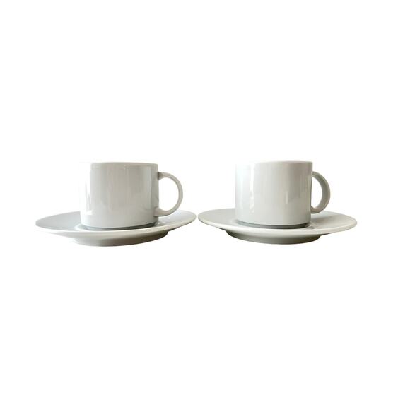 Rosenthal Germany Cupola Coffee Cup And Saucer Set Of 2 Unused White Esspresso - Picture 1 of 5